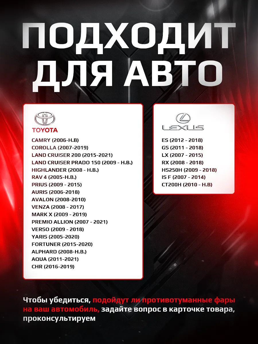 Светодиодные ПТФ 3″ ближнего свечения TOYOTA Camry, Corolla, Land Cruiser 200, RAV4